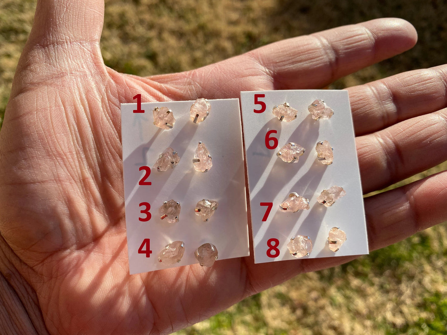 Raw Natural Morganite Gemstone Stud Earrings, Sterling Silver, Rough Morganite Stud Earrings, Morganite Jewelry, Prong Earring, Post Earring
