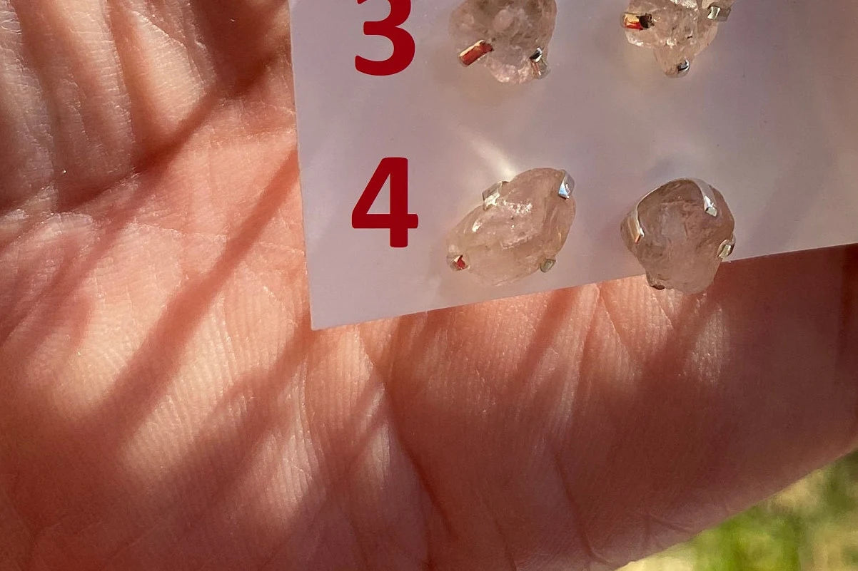 Raw Natural Morganite Gemstone Stud Earrings, Sterling Silver, Rough Morganite Stud Earrings, Morganite Jewelry, Prong Earring, Post Earring