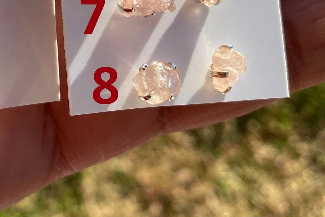 Raw Natural Morganite Gemstone Stud Earrings, Sterling Silver, Rough Morganite Stud Earrings, Morganite Jewelry, Prong Earring, Post Earring