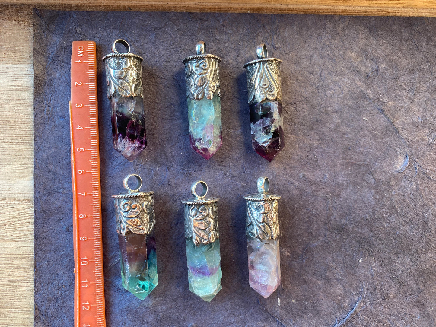 Rainbow Fluorite Crystal Point Sterling Silver Pendant, Healing Point Crystal, Fluorite Gemstone Point, Rainbow Fluorite, Tibetan Pendant