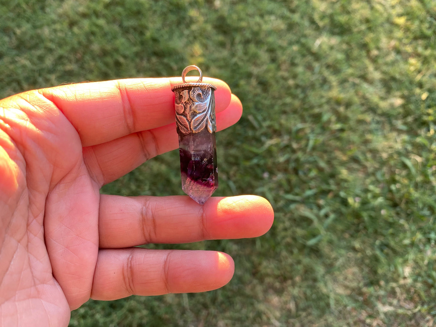 Rainbow Fluorite Crystal Point Sterling Silver Pendant, Healing Point Crystal, Fluorite Gemstone Point, Rainbow Fluorite, Tibetan Pendant