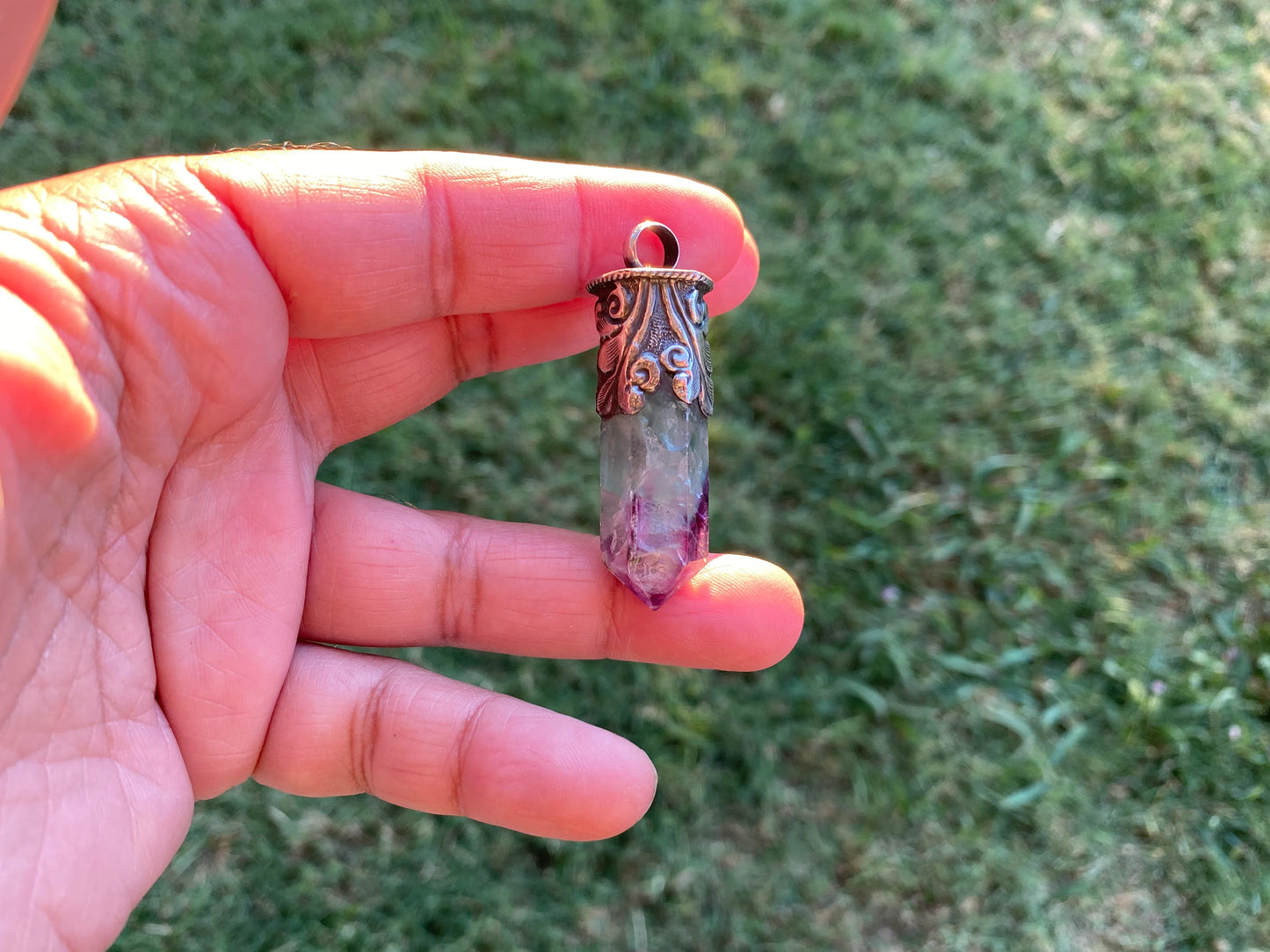 Rainbow Fluorite Crystal Point Sterling Silver Pendant, Healing Point Crystal, Fluorite Gemstone Point, Rainbow Fluorite, Tibetan Pendant
