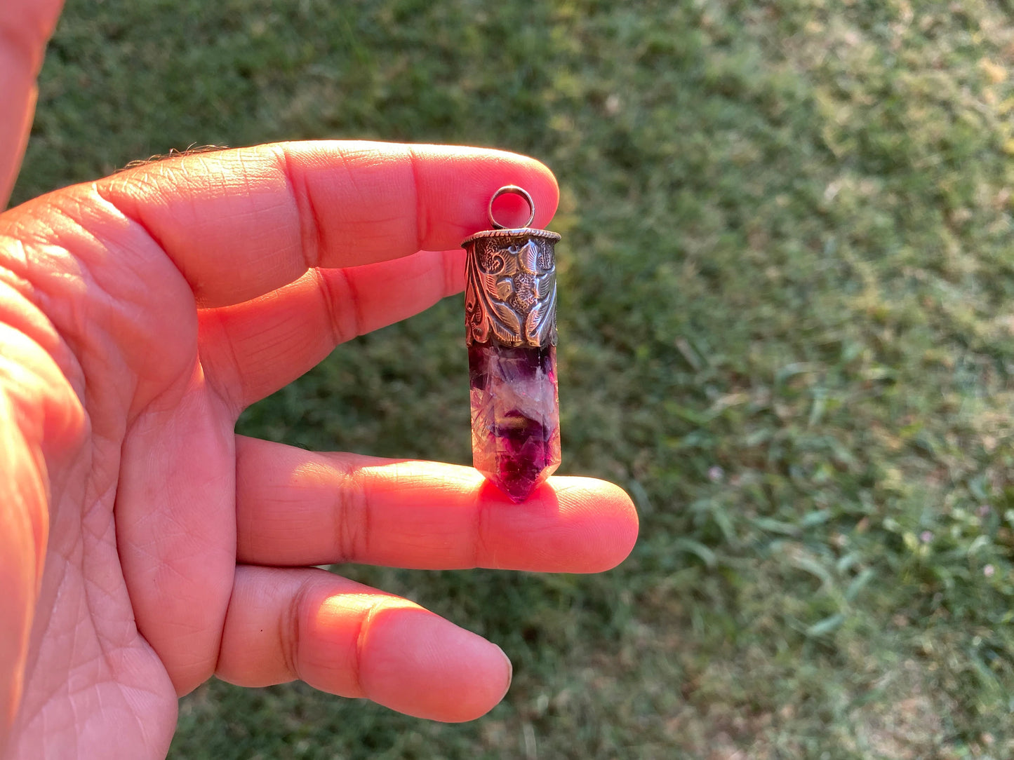 Rainbow Fluorite Crystal Point Sterling Silver Pendant, Healing Point Crystal, Fluorite Gemstone Point, Rainbow Fluorite, Tibetan Pendant