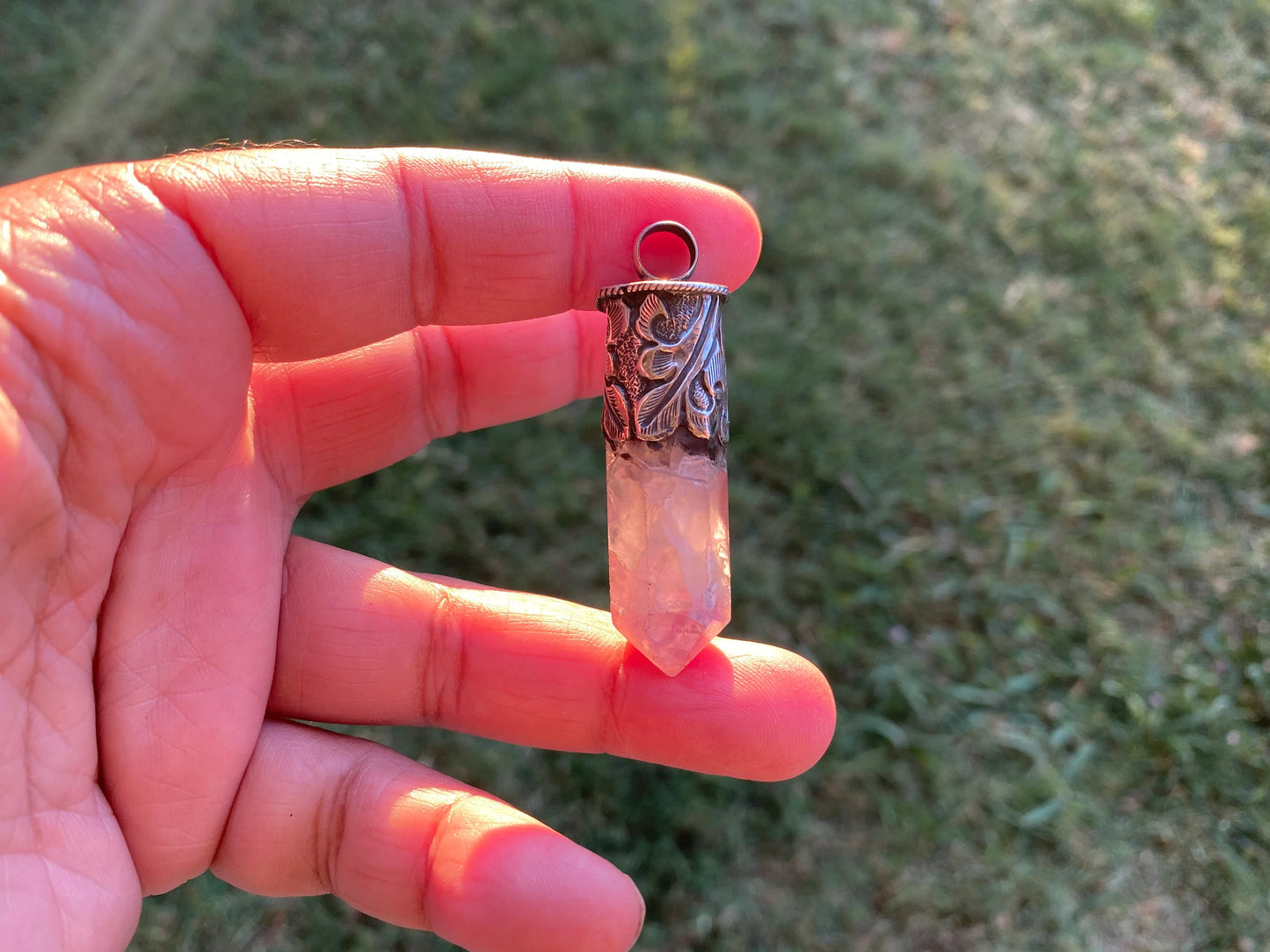 Rainbow Fluorite Crystal Point Sterling Silver Pendant, Healing Point Crystal, Fluorite Gemstone Point, Rainbow Fluorite, Tibetan Pendant