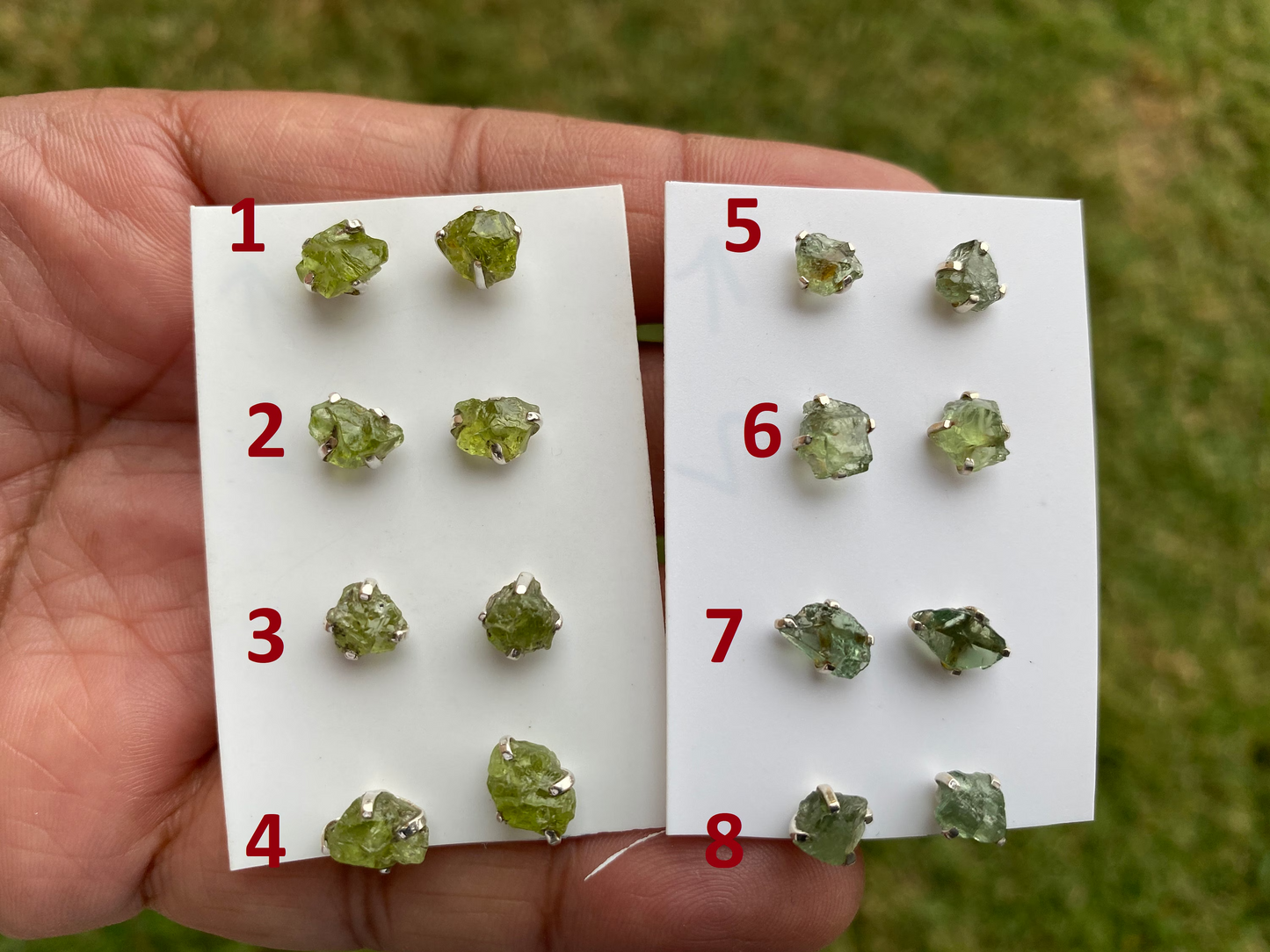 Raw Natural Peridot Gemstone Sterling Silver Stud Earrings, Peridot Earrings, Prong Stud Earring, August Birthstone, Ear Stud, Bridesmaid