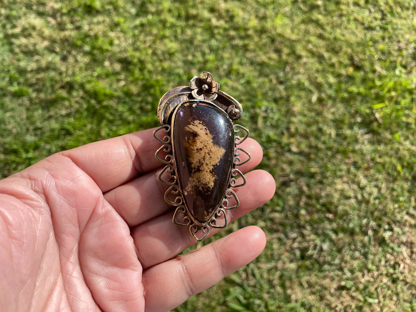 Raw Baltic Amber Tibetan Silver Pendant, Fossilized Amber Jewelry, Ancient Style Amber Pendant, Earthy Bohemian Jewelry, Amber Jewelry Gift