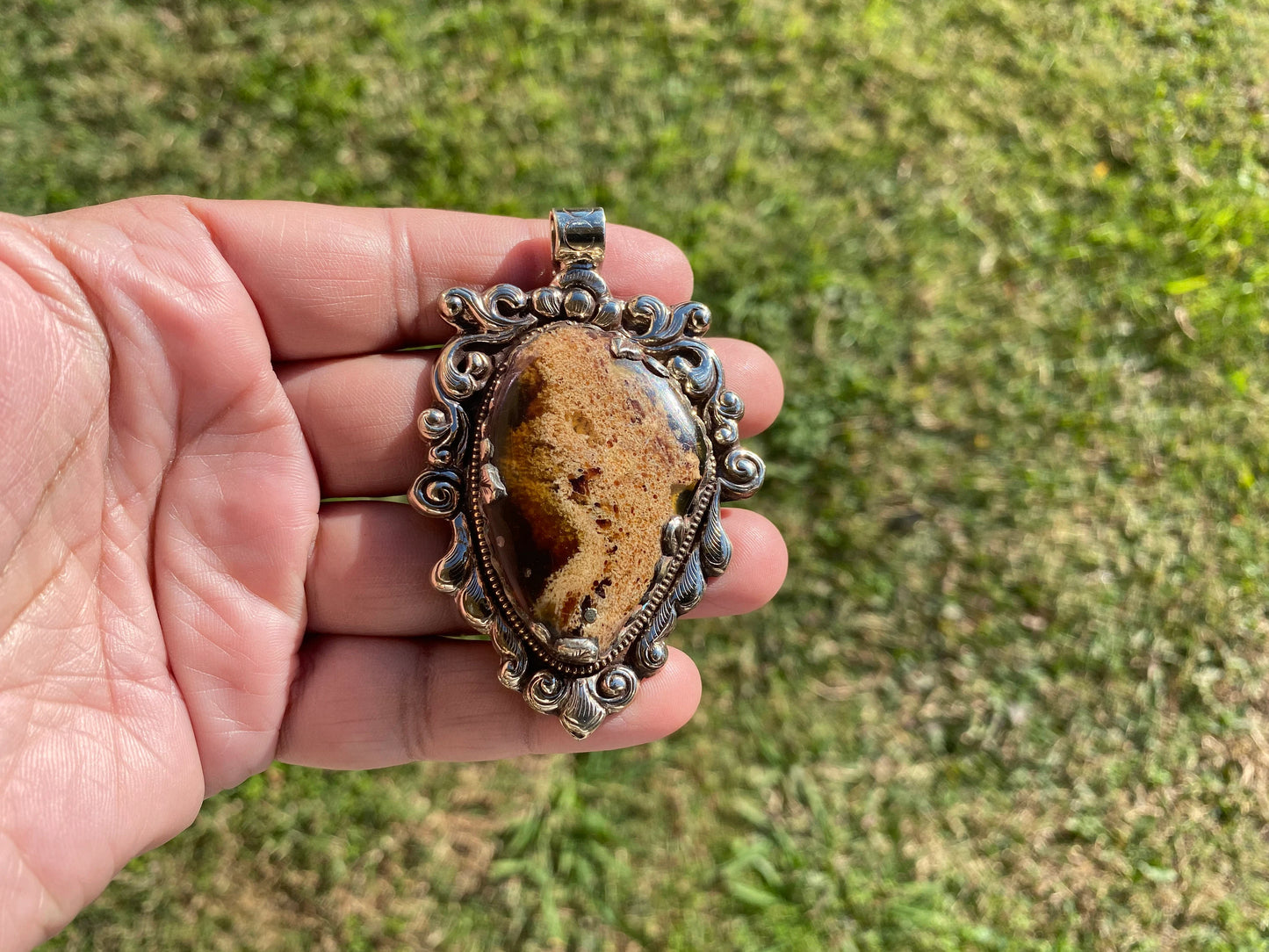 Raw Baltic Amber Tibetan Silver Pendant, Fossilized Amber Jewelry, Ancient Style Amber Pendant, Earthy Bohemian Jewelry, Amber Jewelry Gift