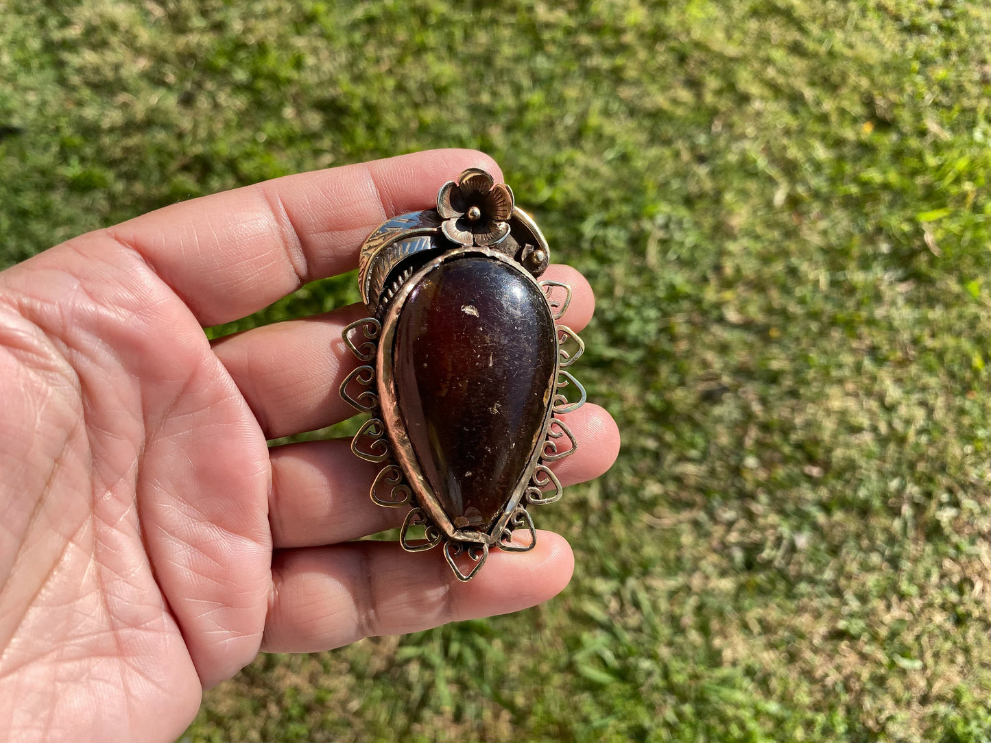 Raw Baltic Amber Tibetan Silver Pendant, Fossilized Amber Jewelry, Ancient Style Amber Pendant, Earthy Bohemian Jewelry, Amber Jewelry Gift