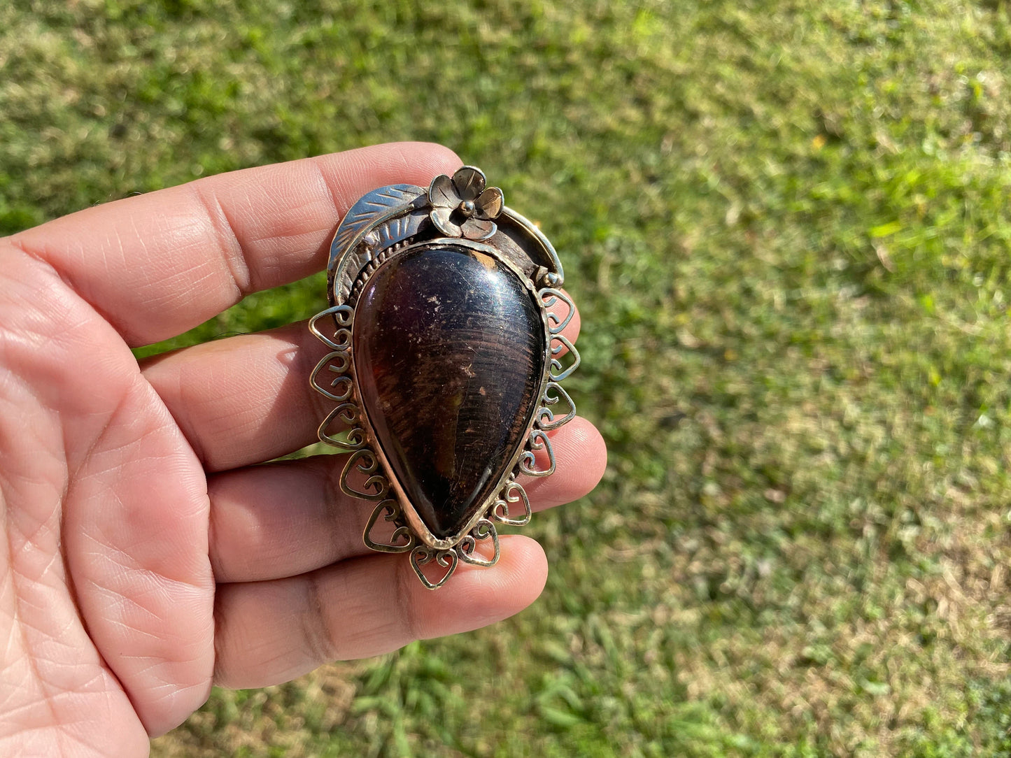 Raw Baltic Amber Tibetan Silver Pendant, Fossilized Amber Jewelry, Ancient Style Amber Pendant, Earthy Bohemian Jewelry, Amber Jewelry Gift