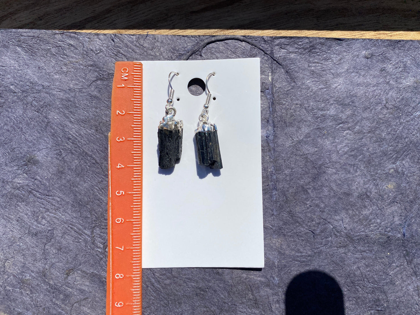 Raw Black Tourmaline Earrings, Silver Electroplated, Raw Gemstone Earrings, Dangle Earring, Gifts for Mom, Mothers Day Gift, Healing Crystal