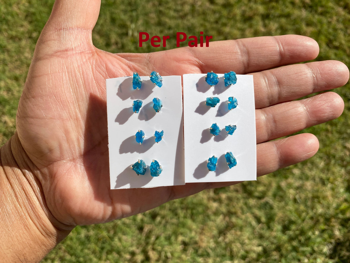 Raw Blue Apatite Gemstone Studs Earrings, 92.5 Sterling Silver Earring, Healing Crystal Earring, Natural Stone Earring, Bridesmaids Jewelry