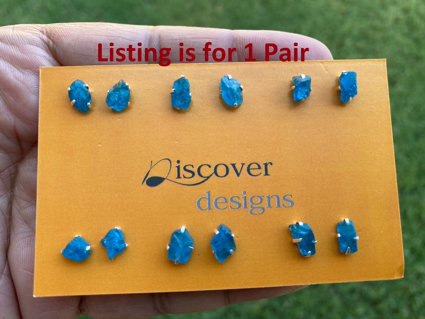 Raw Blue Apatite Gemstone Studs Earrings, Sterling Silver Earrings, Healing Crystal Earrings, Natural Stone Studs Earrings, Birthstone Studs