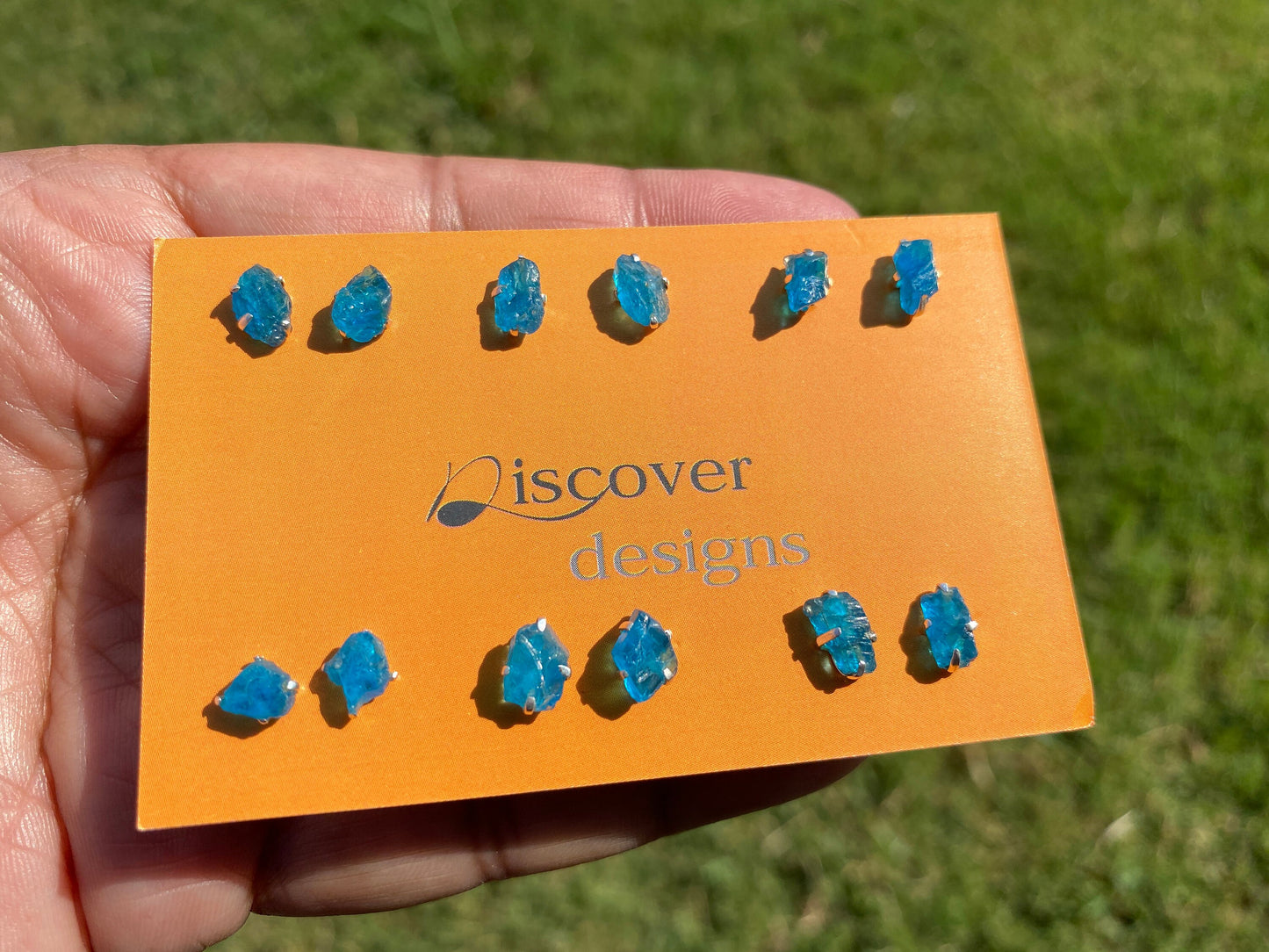 Raw Blue Apatite Gemstone Studs Earrings, Sterling Silver Earrings, Healing Crystal Earrings, Natural Stone Studs Earrings, Birthstone Studs