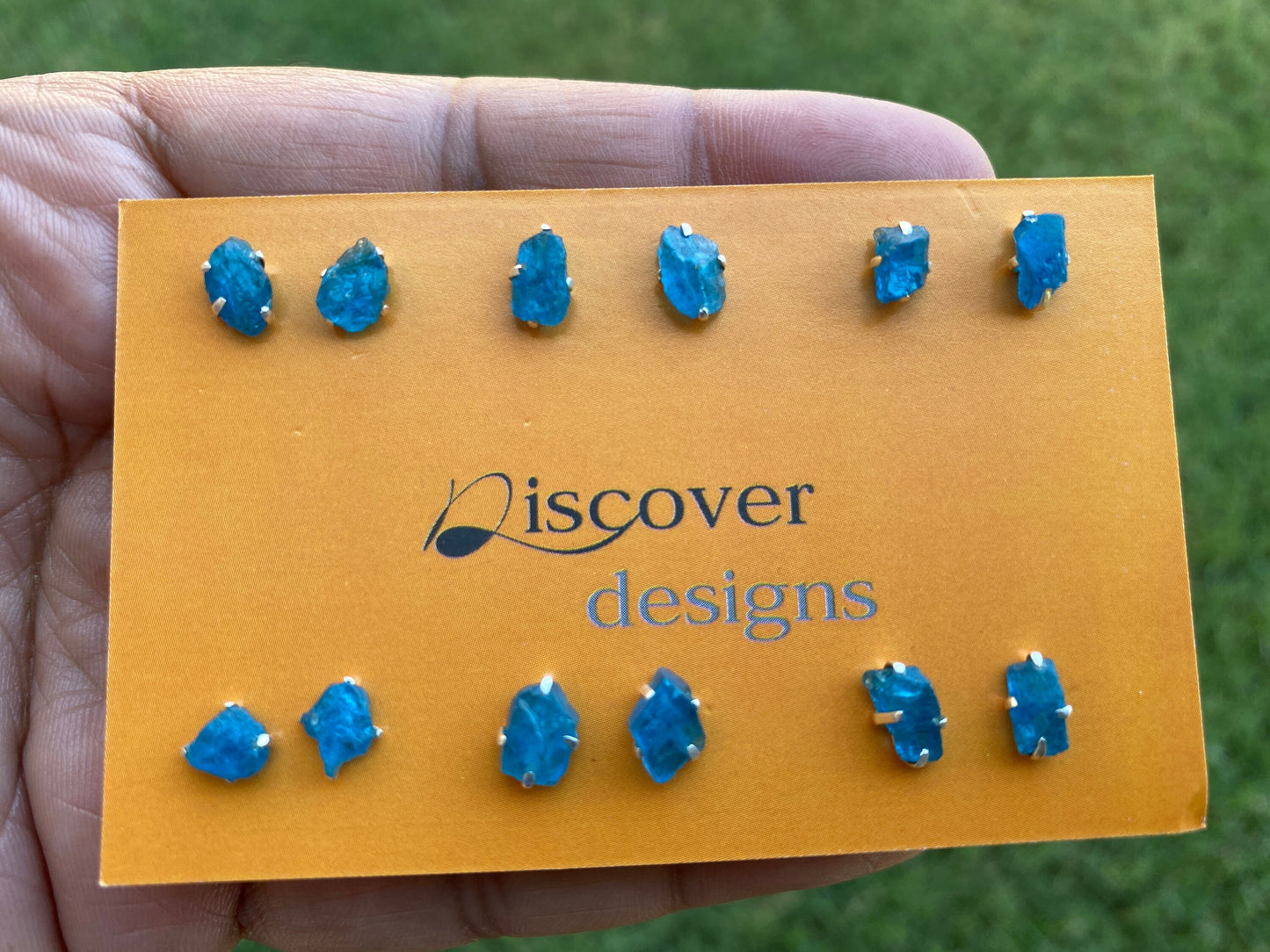 Raw Blue Apatite Gemstone Studs Earrings, Sterling Silver Earrings, Healing Crystal Earrings, Natural Stone Studs Earrings, Birthstone Studs