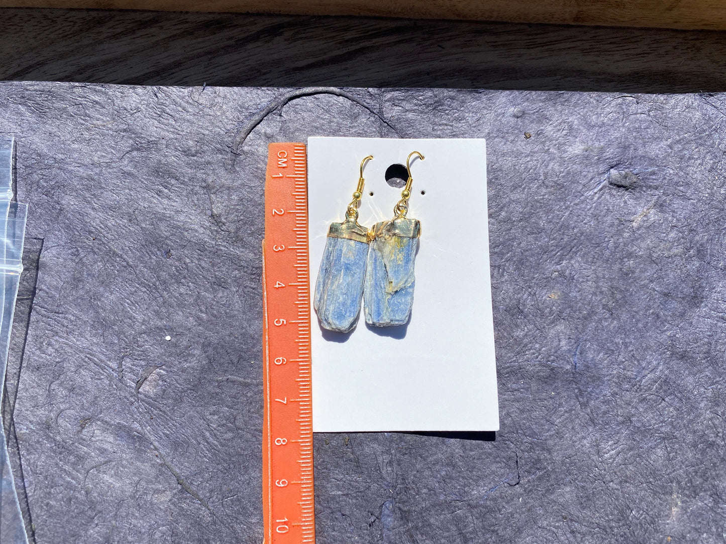 Raw Blue Kyanite Earrings, Gold Electroplated, Raw Kyanite Earring, Healing Crystals. Natural Kyanite Crystal, Chakra Stone Earrings, Boho