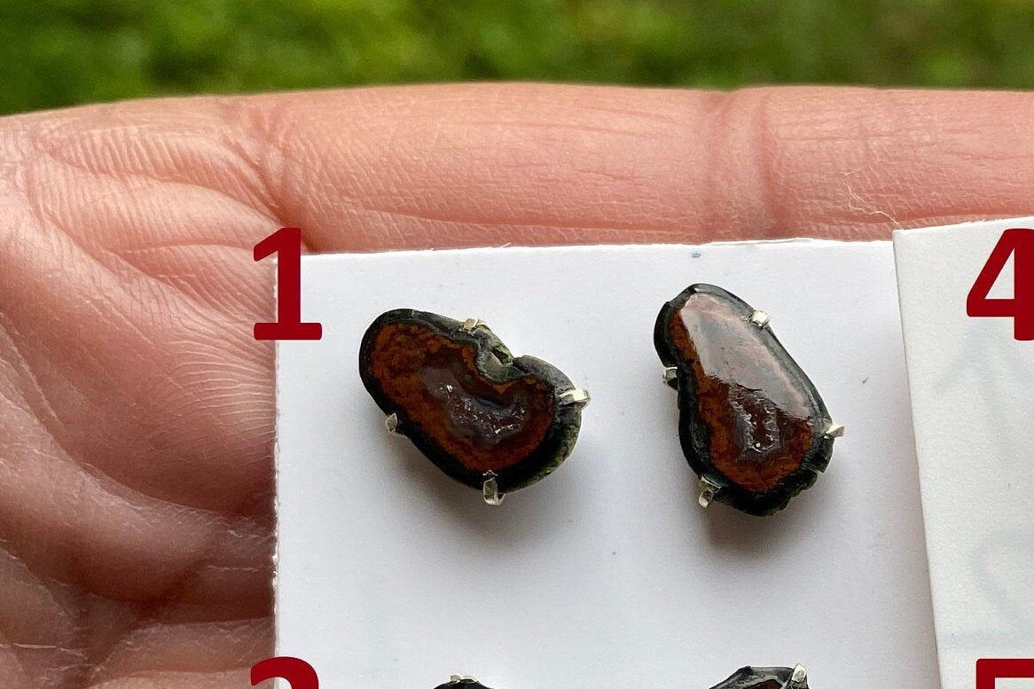 Raw Geode Stud Earrings, 92.5 Sterling Silver, Geode Crystal Earrings, Raw Crystal Prong Earrings, Tabasco Geode Post Earring, Druzy Earring