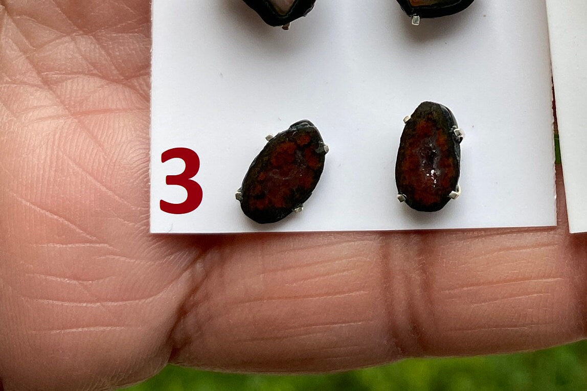 Raw Geode Stud Earrings, 92.5 Sterling Silver, Geode Crystal Earrings, Raw Crystal Prong Earrings, Tabasco Geode Post Earring, Druzy Earring