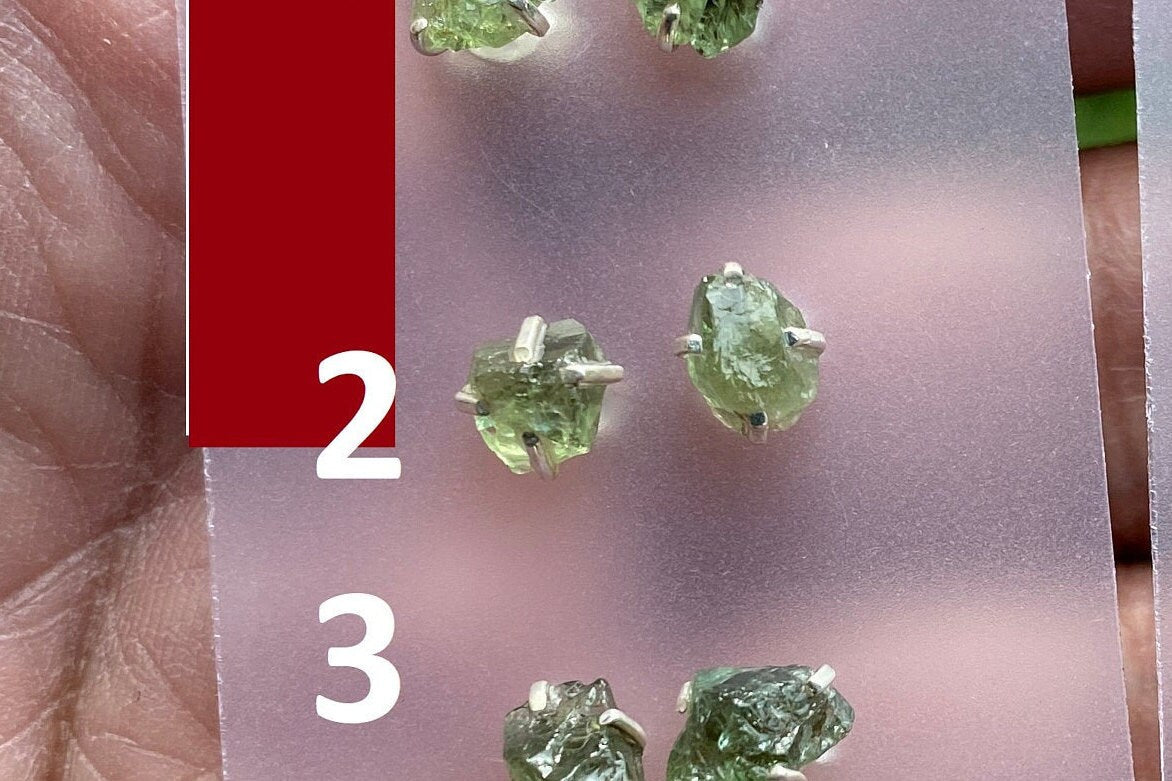 Raw Green Apatite Gemstone Stud Earring, 92.5 Sterling Silver, Raw Natural Stone, Energy Protection Jewelry, Handmade Earring, Birthday Gift