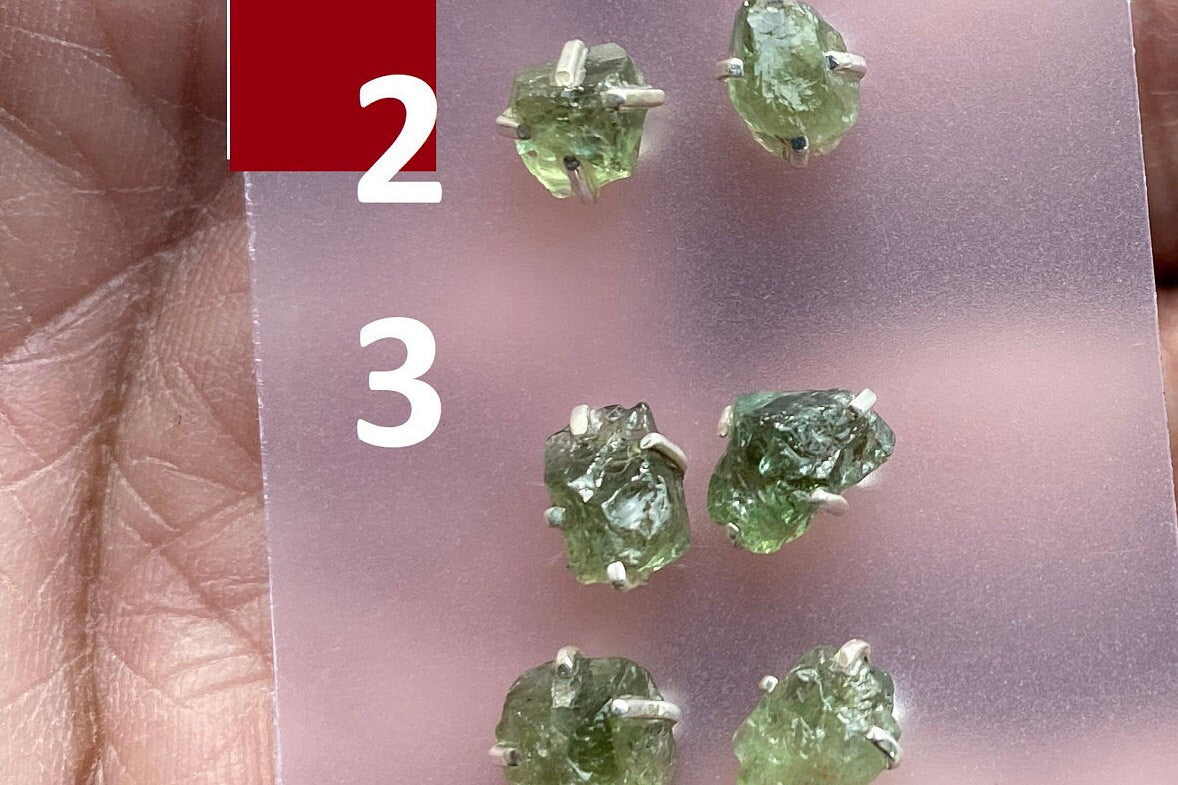 Raw Green Apatite Gemstone Stud Earring, 92.5 Sterling Silver, Raw Natural Stone, Energy Protection Jewelry, Handmade Earring, Birthday Gift