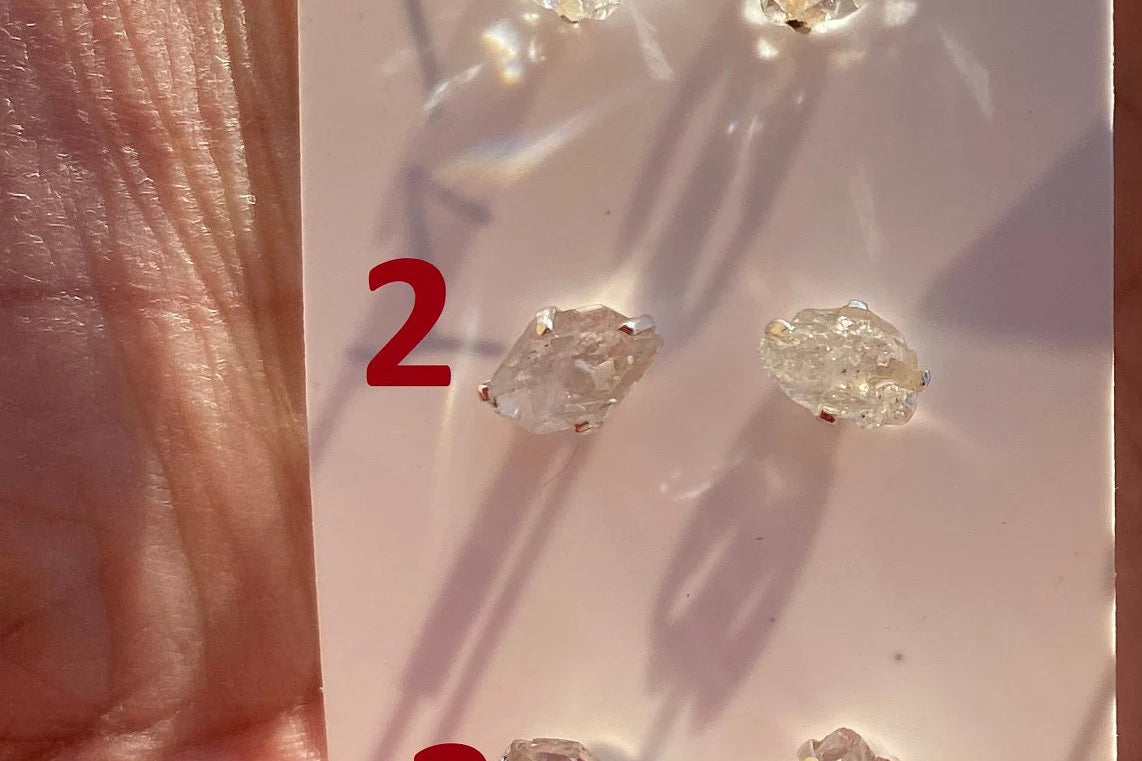 Raw Herkimer Diamond Sterling Silver Stud Earring, Elegant, Dainty, Stylish Natural Gemstone, Raw Prong Set Stud Earring, April Birthstone