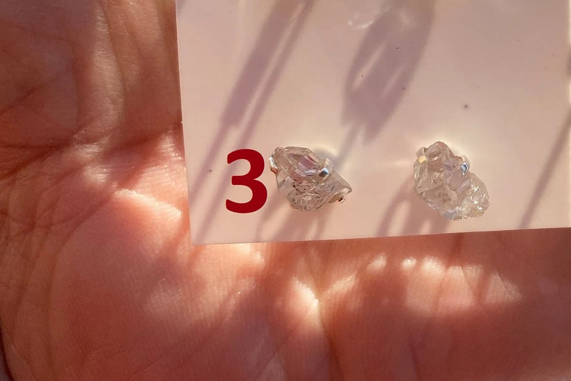 Raw Herkimer Diamond Sterling Silver Stud Earring, Elegant, Dainty, Stylish Natural Gemstone, Raw Prong Set Stud Earring, April Birthstone
