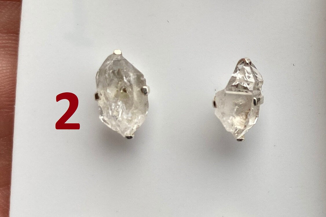 Raw Herkimer Diamond Stud Earring, 92.5 Sterling Silver Ear Stud, Healing Crystal Earring, Natural Gemstone Jewelry, Christmas Gift for Wife