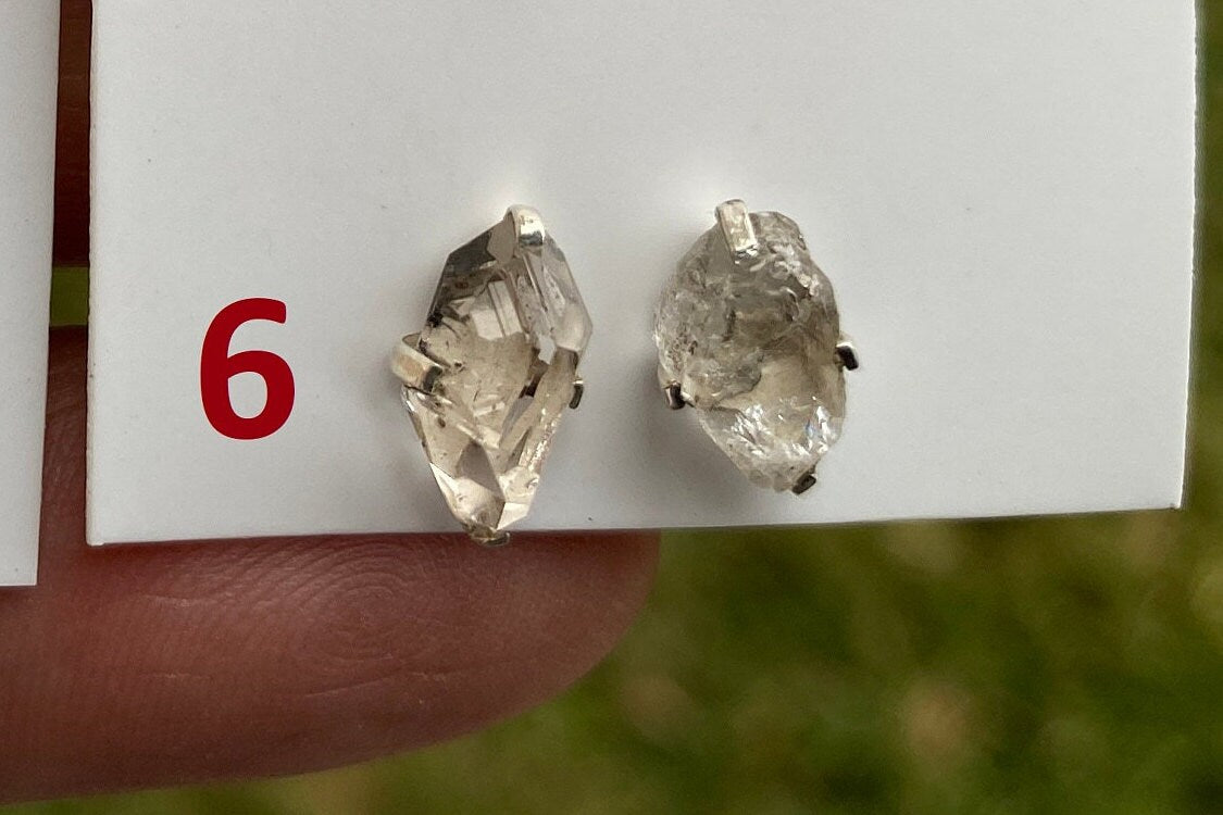 Raw Herkimer Diamond Stud Earring, 92.5 Sterling Silver Ear Stud, Healing Crystal Earring, Natural Gemstone Jewelry, Christmas Gift for Wife