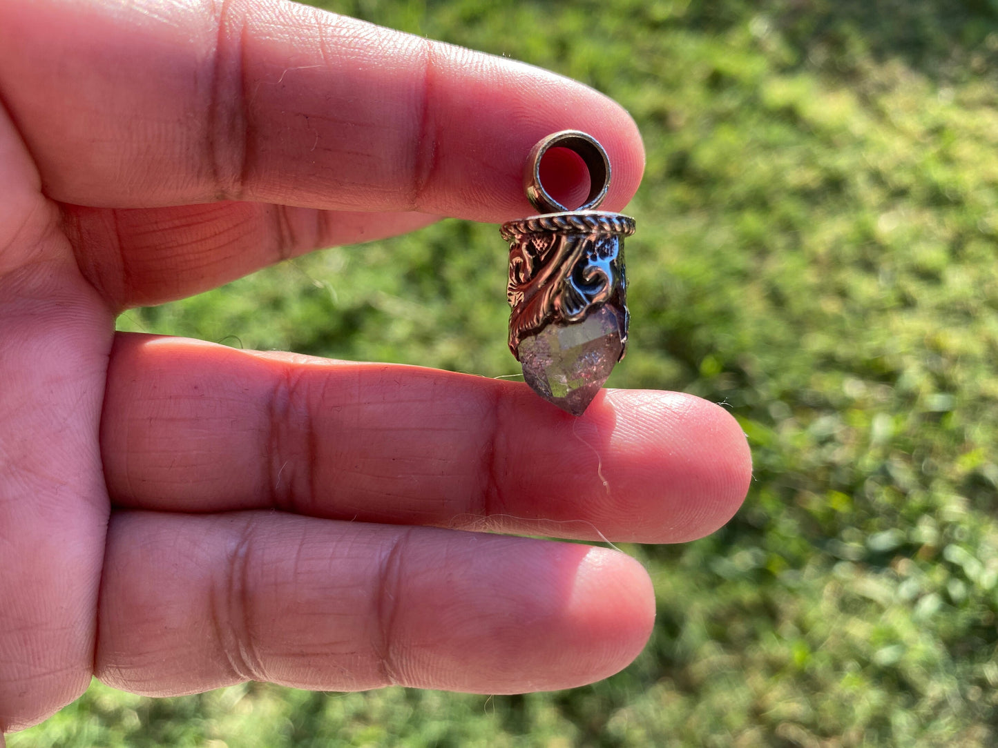 Raw Herkimer Diamond Tibetan Silver Pendant, Raw Crystal, April Birthstone, Crown Chakra, Freeform Pendant, Raw Stone Pendant