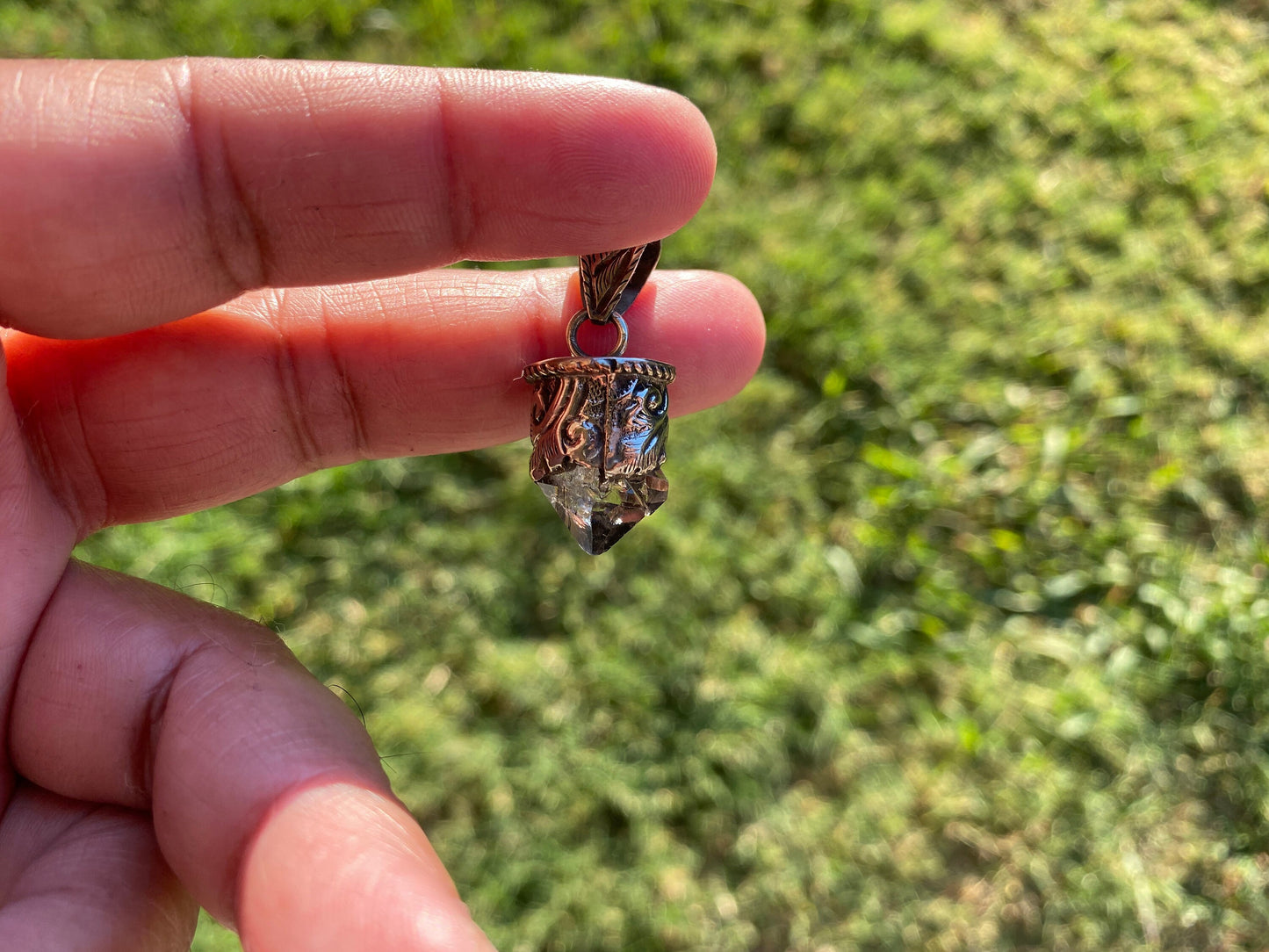 Raw Herkimer Diamond Tibetan Silver Pendant, Raw Crystal, April Birthstone, Crown Chakra, Freeform Pendant, Raw Stone Pendant