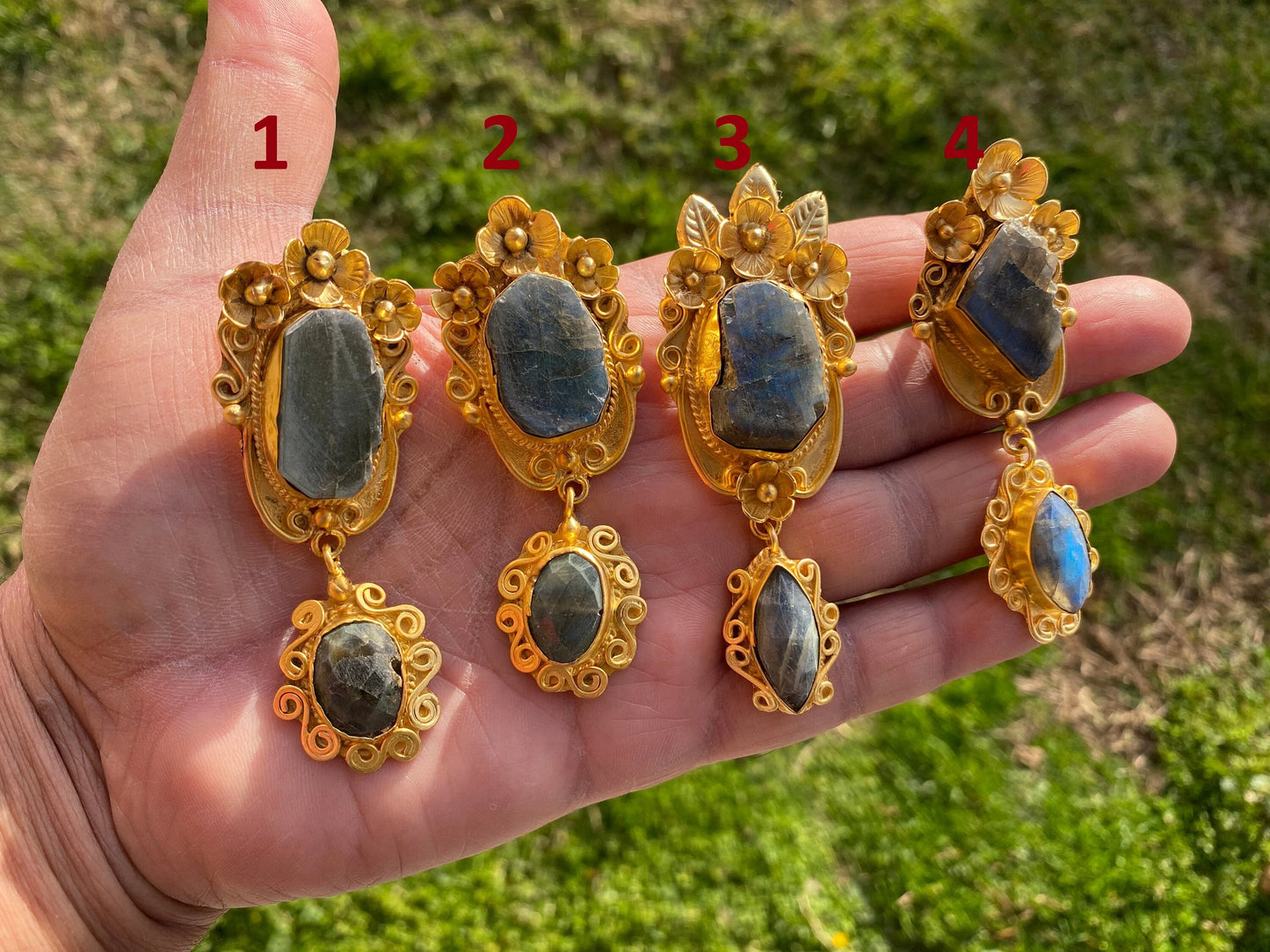 Raw Labradorite Dangle Pendant, Non Tarnish Brushed Gold Overlay Jewelry, Natural Raw Stone, Healing Stone for Necklace, Labradorite Jewelry