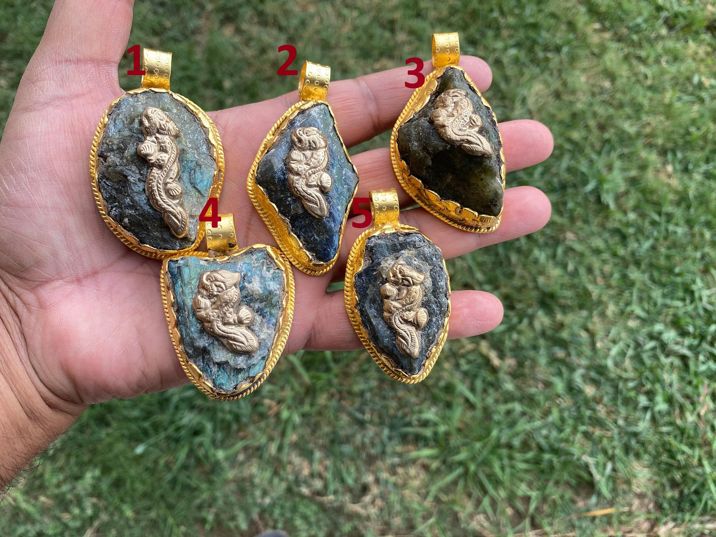 Raw Labradorite Natural Stone Pendant, Brushed Gold Overlay, Statement Piece, Elegant Jewelry, Spiritual Healing Jewelry, Premium Quality