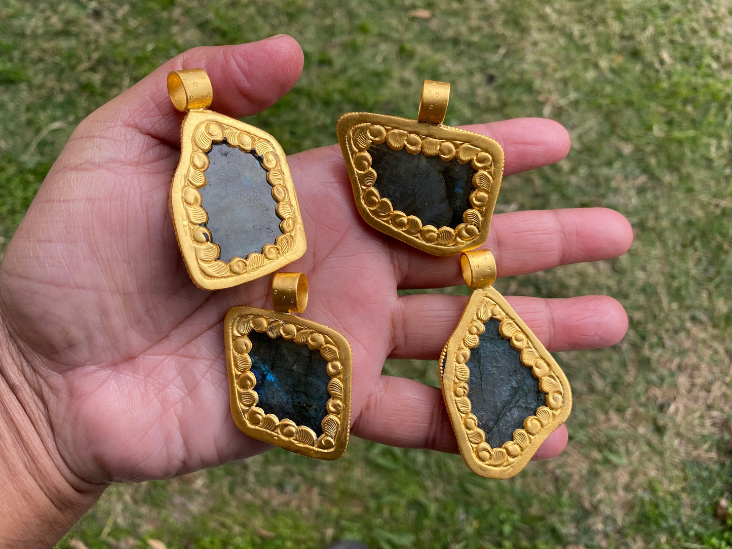 Raw Labradorite Natural Stone, Non Tarnish Brushed Gold Overlay, Natural Stone Jewelry, Natural Beauty, Grounding Gem, Unique Jewelry