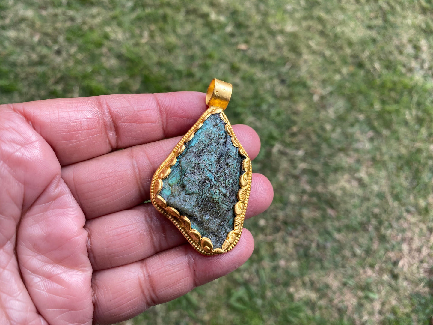 Raw Labradorite Natural Stone, Non Tarnish Brushed Gold Overlay, Natural Stone Jewelry, Natural Beauty, Grounding Gem, Unique Jewelry