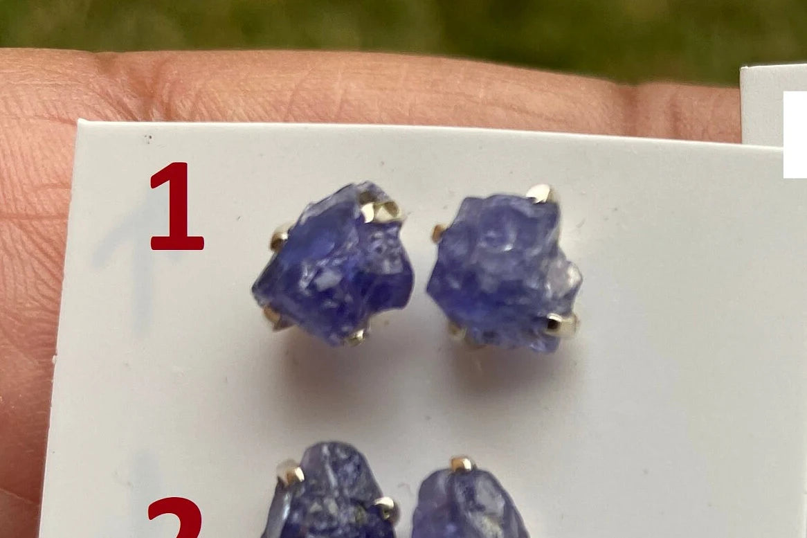 Raw Lapis Lazuli Gemstone Stud Earring, 92.5 Sterling Silver, Raw Natural Stone, Energy, Protection Jewelry, Handmade Earring, Birthday Gift