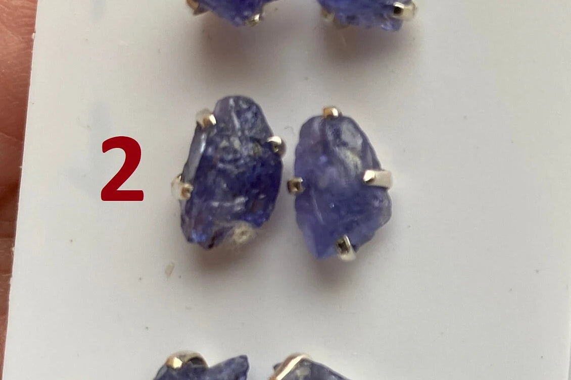 Raw Lapis Lazuli Gemstone Stud Earring, 92.5 Sterling Silver, Raw Natural Stone, Energy, Protection Jewelry, Handmade Earring, Birthday Gift
