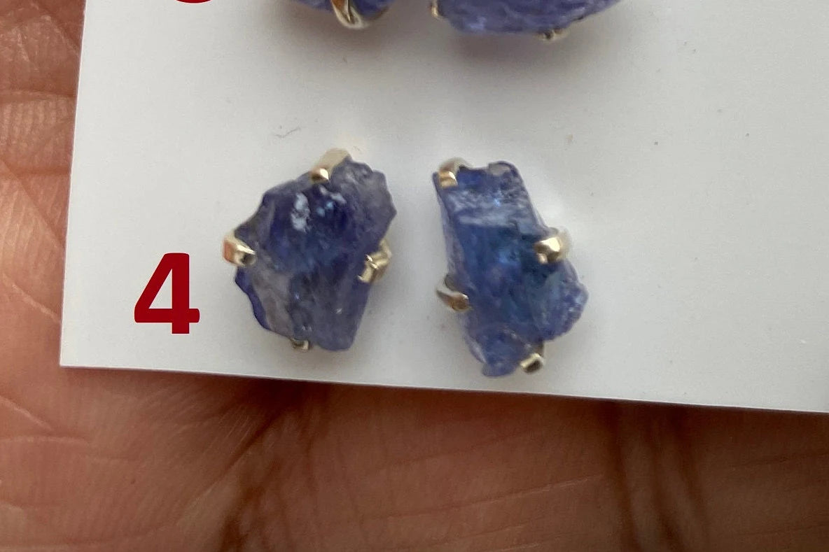 Raw Lapis Lazuli Gemstone Stud Earring, 92.5 Sterling Silver, Raw Natural Stone, Energy, Protection Jewelry, Handmade Earring, Birthday Gift