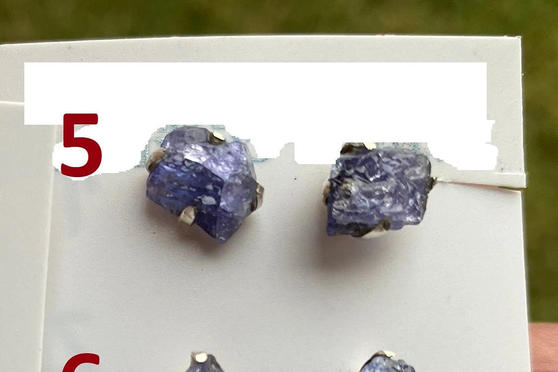 Raw Lapis Lazuli Gemstone Stud Earring, 92.5 Sterling Silver, Raw Natural Stone, Energy, Protection Jewelry, Handmade Earring, Birthday Gift