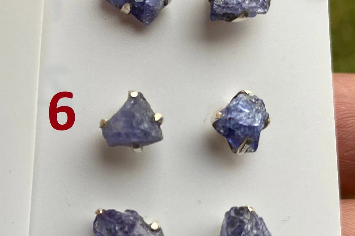 Raw Lapis Lazuli Gemstone Stud Earring, 92.5 Sterling Silver, Raw Natural Stone, Energy, Protection Jewelry, Handmade Earring, Birthday Gift