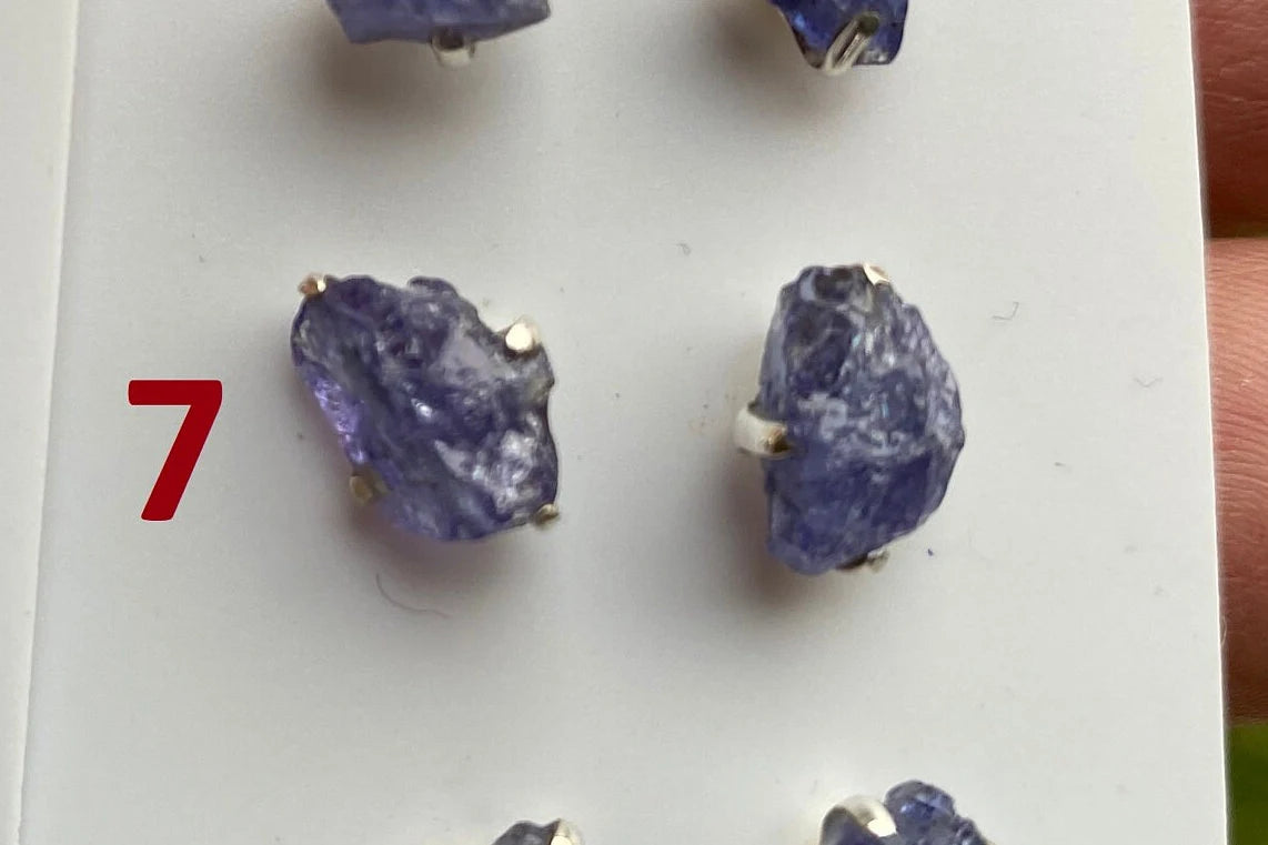 Raw Lapis Lazuli Gemstone Stud Earring, 92.5 Sterling Silver, Raw Natural Stone, Energy, Protection Jewelry, Handmade Earring, Birthday Gift