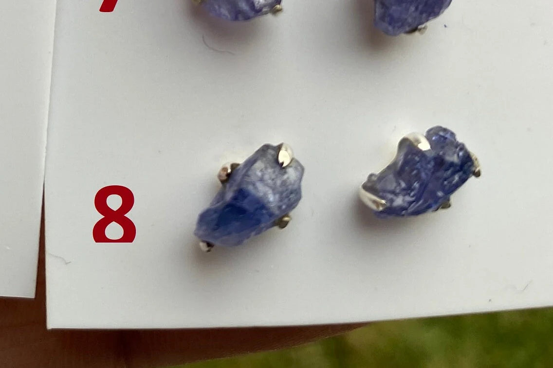 Raw Lapis Lazuli Gemstone Stud Earring, 92.5 Sterling Silver, Raw Natural Stone, Energy, Protection Jewelry, Handmade Earring, Birthday Gift