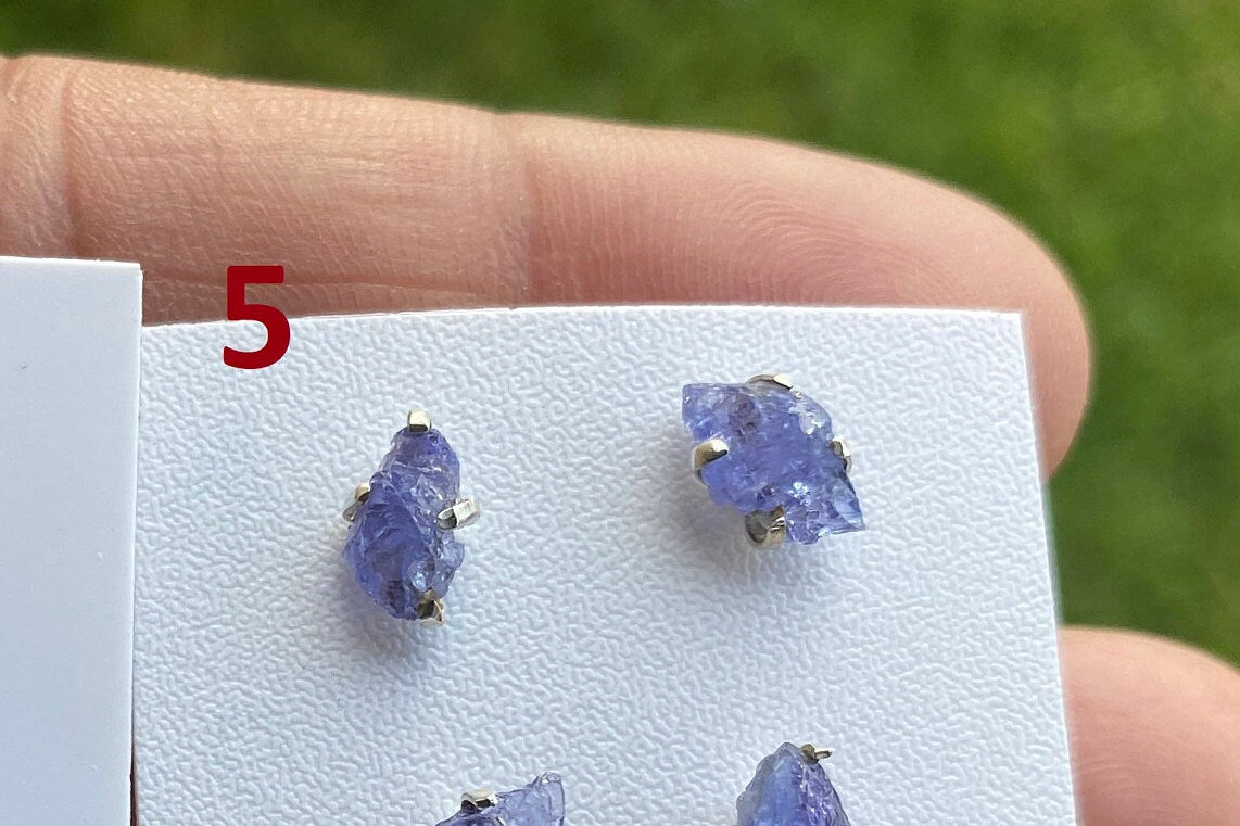 Raw Lapis Lazuli Natural Gemstone Stud Earrings, 92.5 Sterling Silver, Raw Natural Energy Stone, Protection Jewelry, Birthday Gift