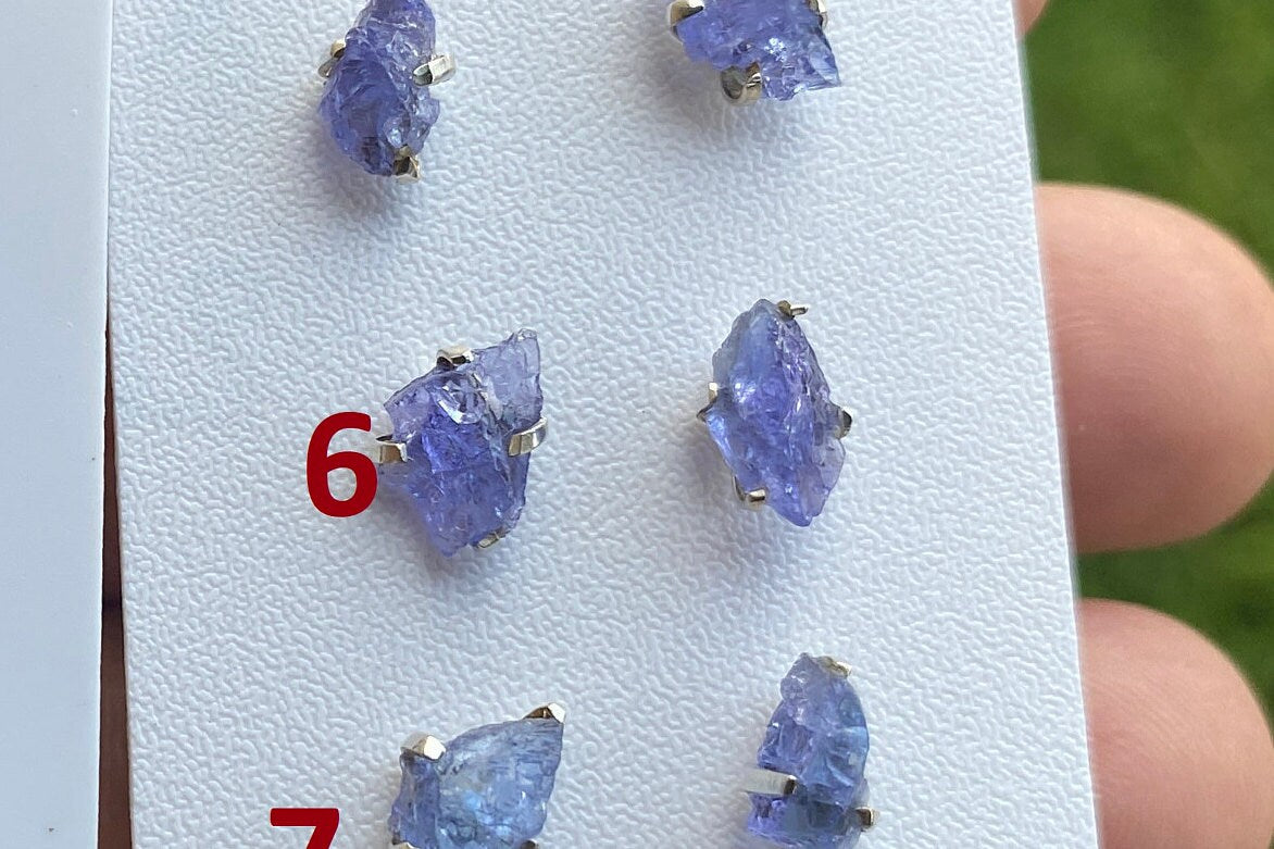 Raw Lapis Lazuli Natural Gemstone Stud Earrings, 92.5 Sterling Silver, Raw Natural Energy Stone, Protection Jewelry, Birthday Gift