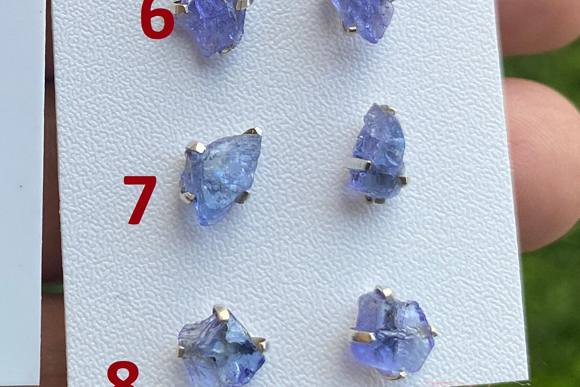 Raw Lapis Lazuli Natural Gemstone Stud Earrings, 92.5 Sterling Silver, Raw Natural Energy Stone, Protection Jewelry, Birthday Gift
