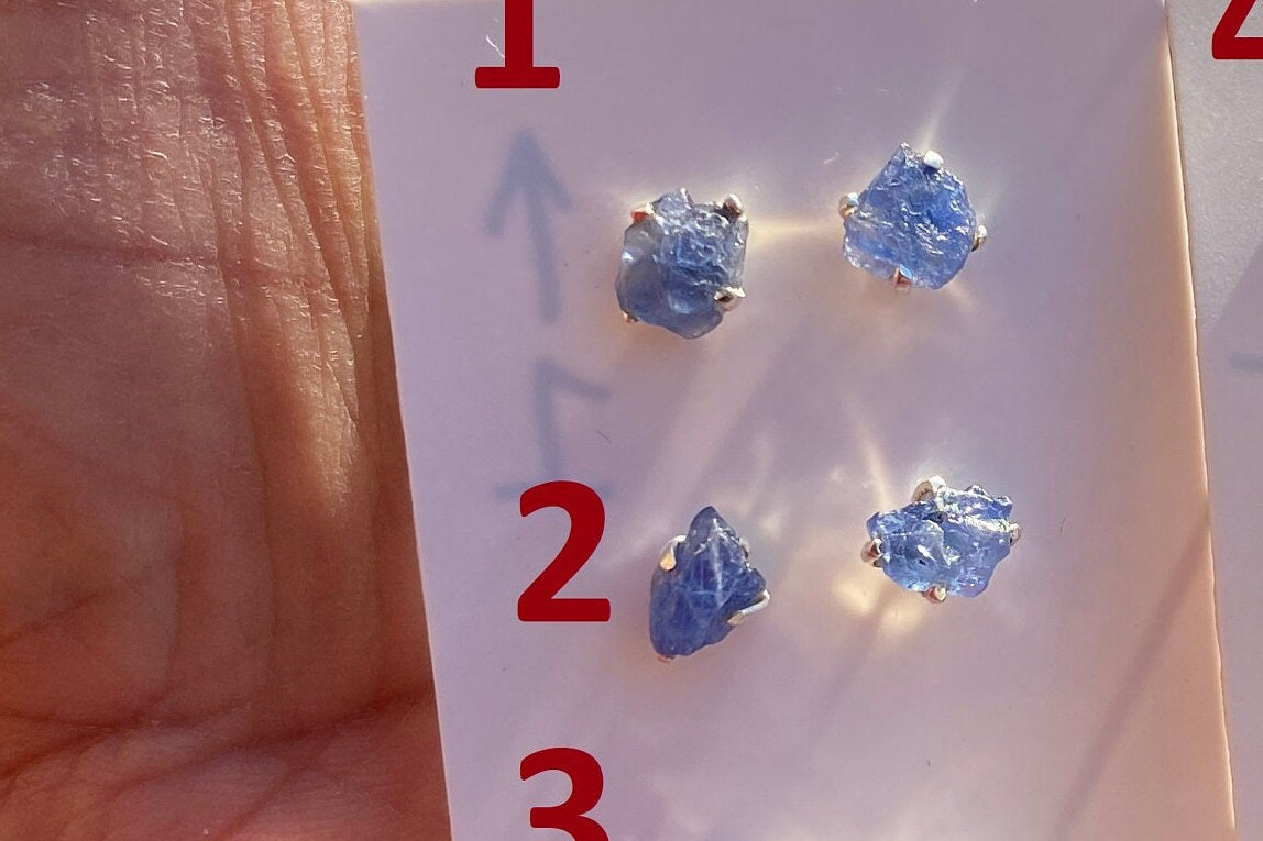 Raw Lapis Lazuli Stud Sterling Silver Earrings, Crystal Stud Earrings, September Birthstone, Gemstone Studs, Free Form Lapis Lazuli Earrings