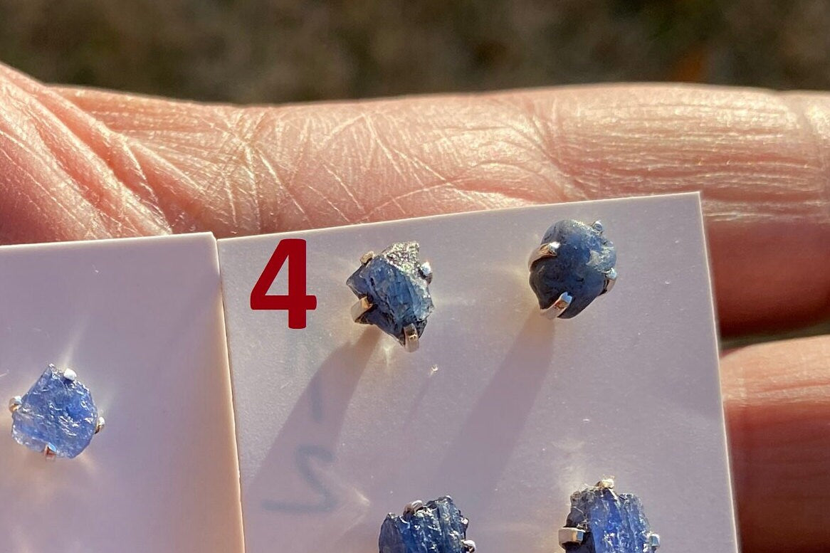 Raw Lapis Lazuli Stud Sterling Silver Earrings, Crystal Stud Earrings, September Birthstone, Gemstone Studs, Free Form Lapis Lazuli Earrings