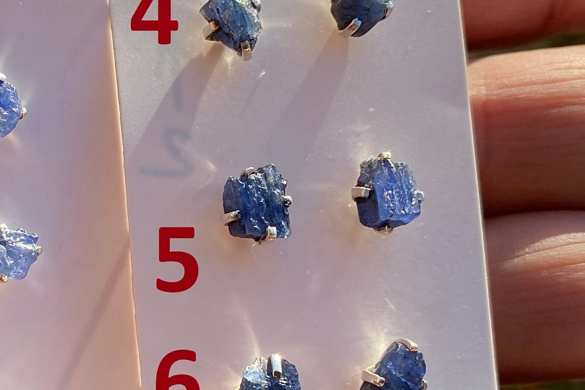 Raw Lapis Lazuli Stud Sterling Silver Earrings, Crystal Stud Earrings, September Birthstone, Gemstone Studs, Free Form Lapis Lazuli Earrings