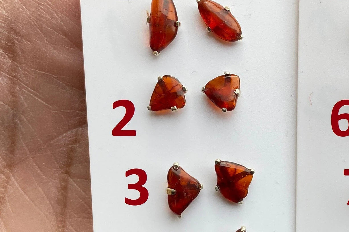 Raw Natural Amber Studs Earrings, 92.5 Sterling Silver Earrings, Rough Amber Sterling Silver Earring, Raw Sunstone Earring, Prong Stud