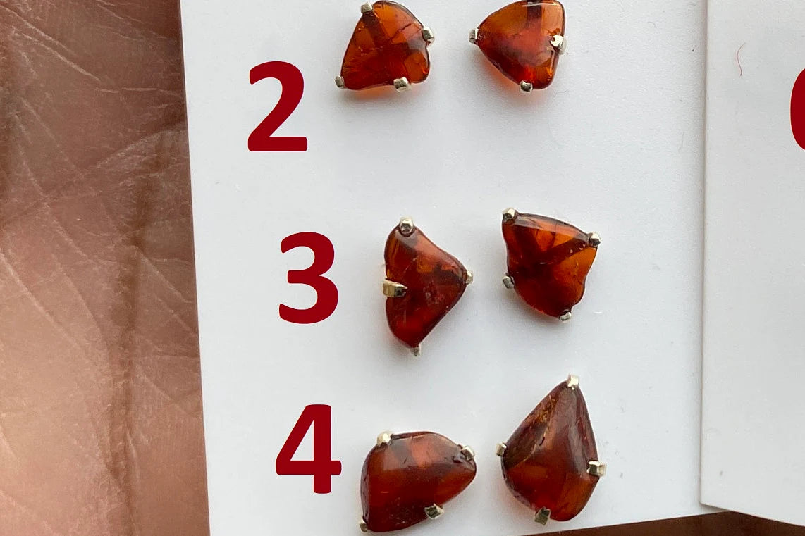 Raw Natural Amber Studs Earrings, 92.5 Sterling Silver Earrings, Rough Amber Sterling Silver Earring, Raw Sunstone Earring, Prong Stud