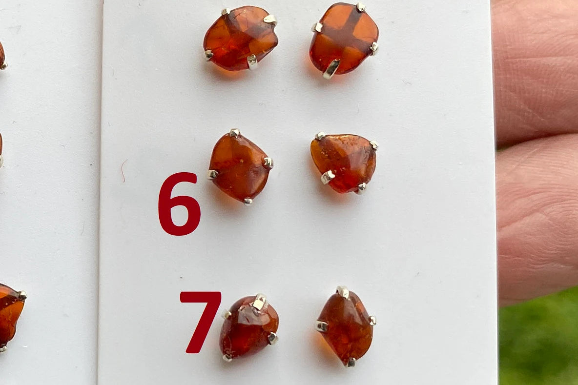 Raw Natural Amber Studs Earrings, 92.5 Sterling Silver Earrings, Rough Amber Sterling Silver Earring, Raw Sunstone Earring, Prong Stud