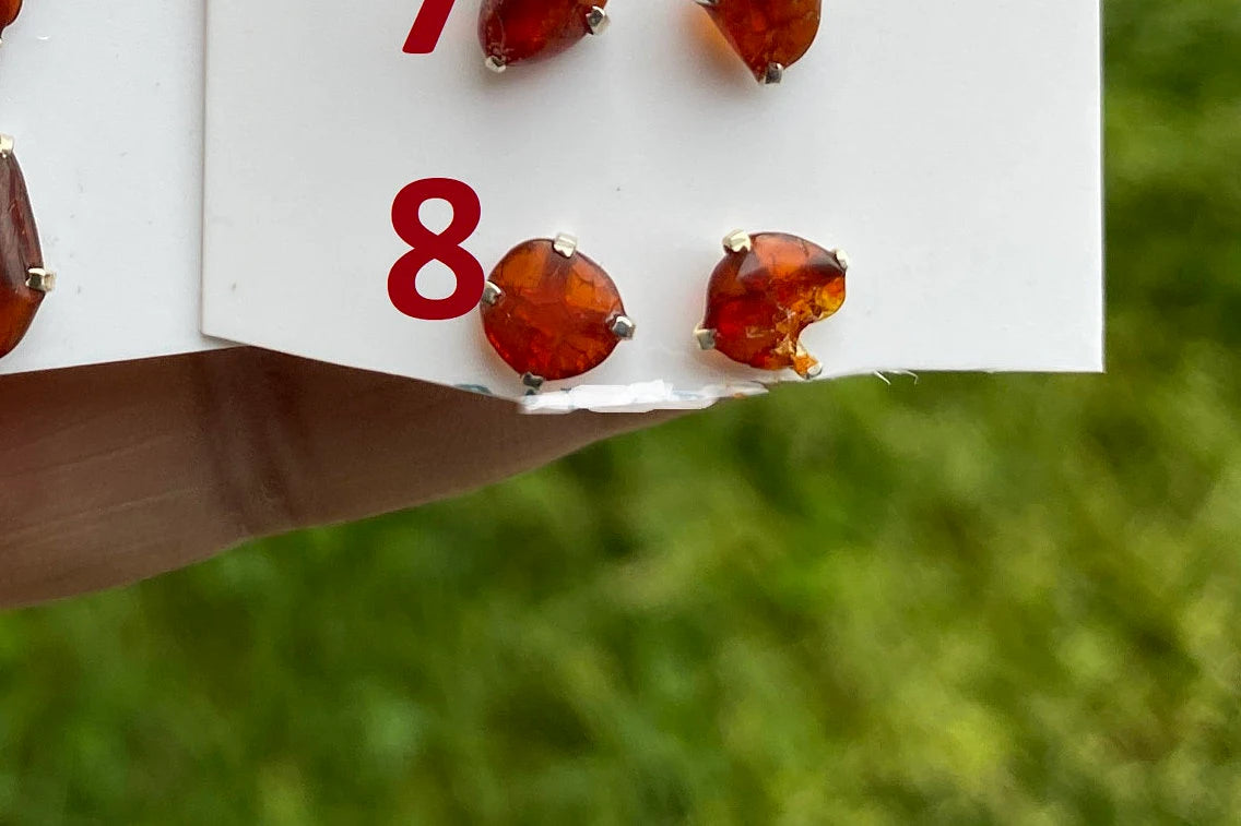 Raw Natural Amber Studs Earrings, 92.5 Sterling Silver Earrings, Rough Amber Sterling Silver Earring, Raw Sunstone Earring, Prong Stud